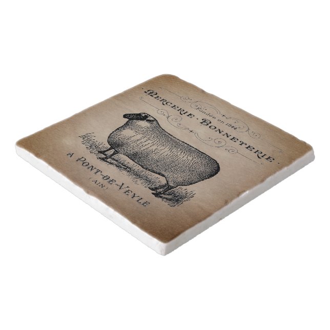 Rustic French Country Sheep Typography Farmhouse Trivet (Corner)