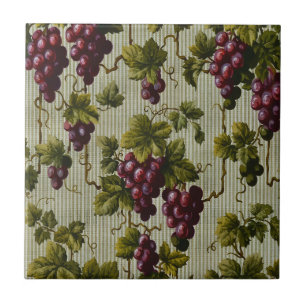 Rustic French Country Vineyard Grapevine Art Ceramic Tile