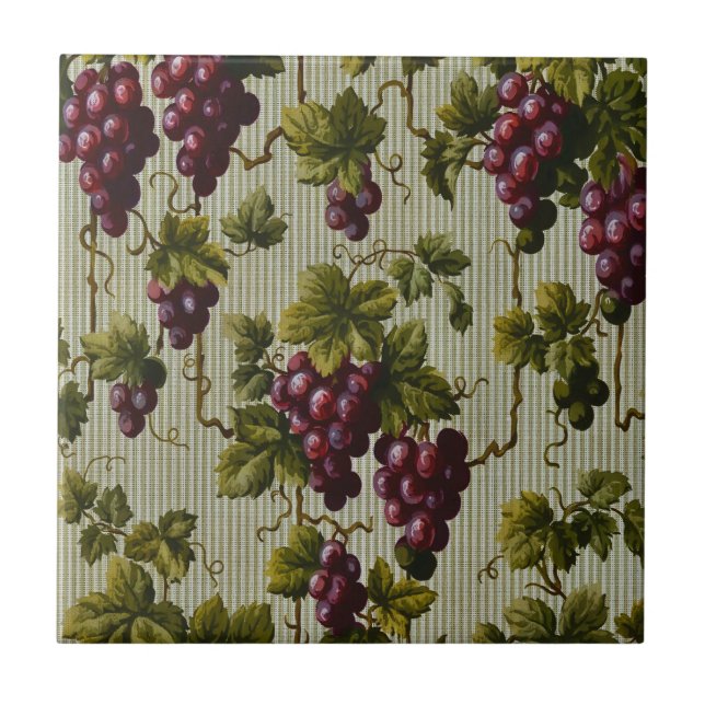 Rustic French Country Vineyard Grapevine Art Ceramic Tile (Front)