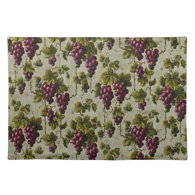 Rustic French Country Vineyard Grapevine Art Cloth Placemat (Front)