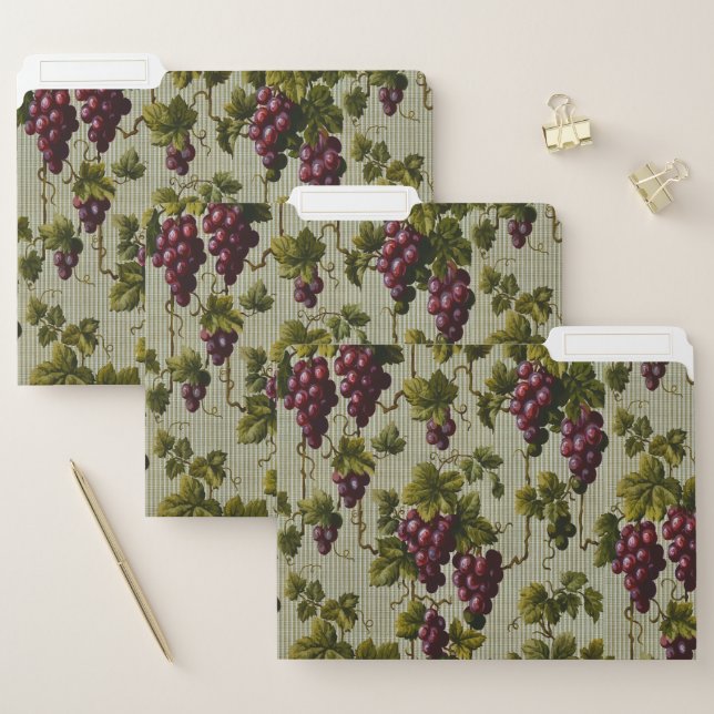 Rustic French Country Vineyard Grapevine Art File Folder (Set)