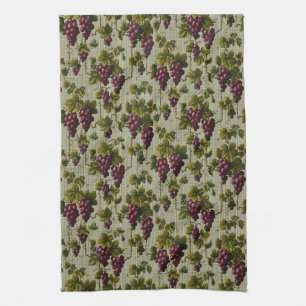 Rustic French Country Vineyard Grapevine Art Kitchen Towel