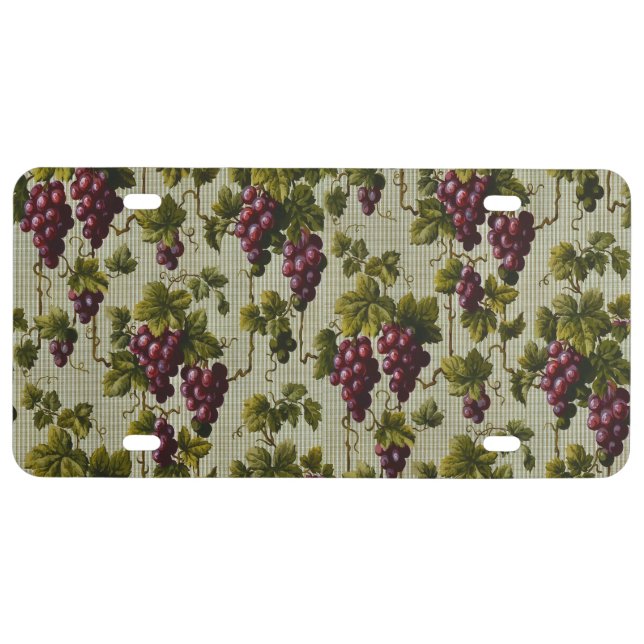 Rustic French Country Vineyard Grapevine Art License Plate (Front)