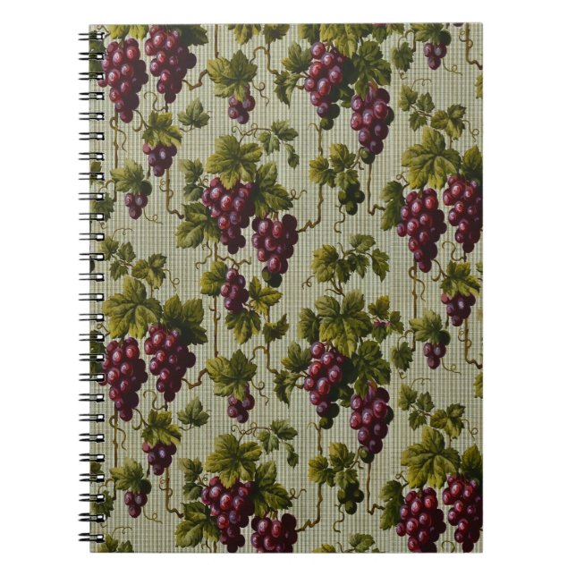 Rustic French Country Vineyard Grapevine Art Notebook (Front)