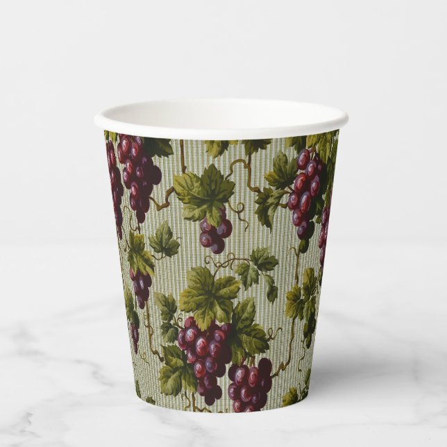 Rustic French Country Vineyard Grapevine Art Paper Cups (Front)