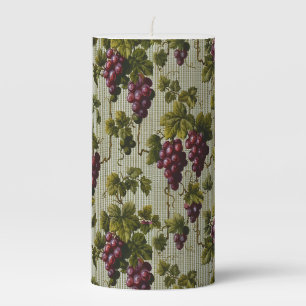 Rustic French Country Vineyard Grapevine Art Pillar Candle