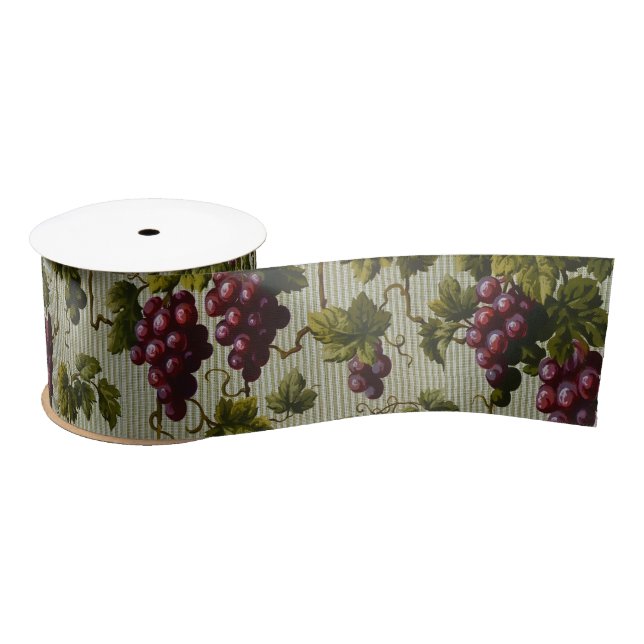 Rustic French Country Vineyard Grapevine Art Satin Ribbon (Spool)