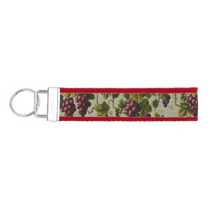 Rustic French Country Vineyard Grapevine Art Wrist Keychain