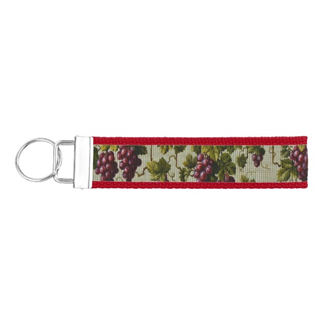 Rustic French Country Vineyard Grapevine Art Wrist Keychain (Keys on Left)