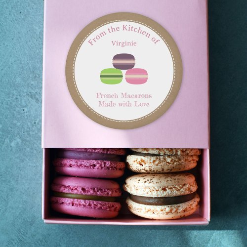 Rustic French Macarons Label Sticker