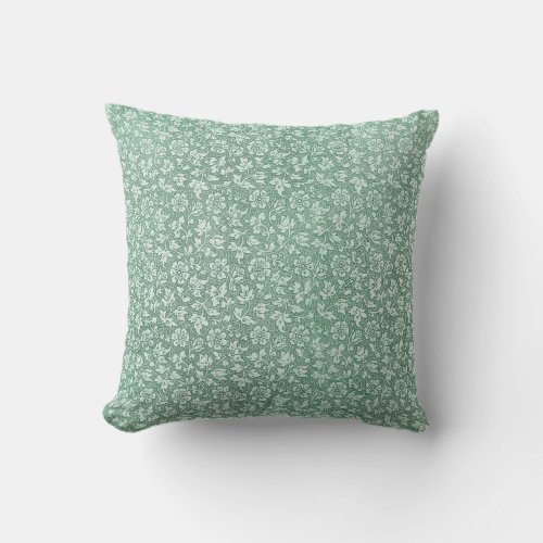 Rustic French Vintage Sage Green Floral Pattern Throw Pillow