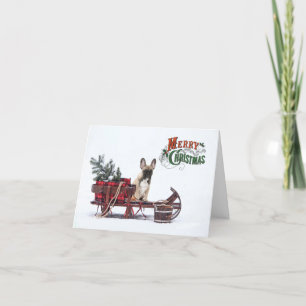 Rustic Frenchie Christmas Holiday Card