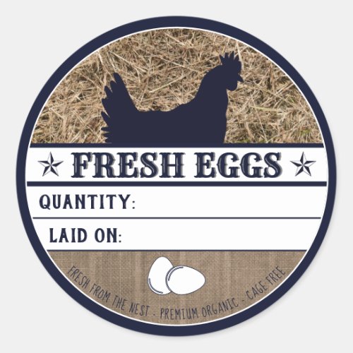 Rustic Fresh Chicken Eggs Western Hen Farm Custom Classic Round Sticker