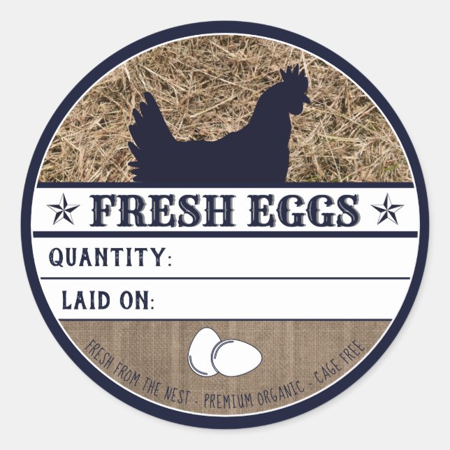 Rustic Fresh Chicken Eggs Western Hen Farm Custom Classic Round Sticker (Front)