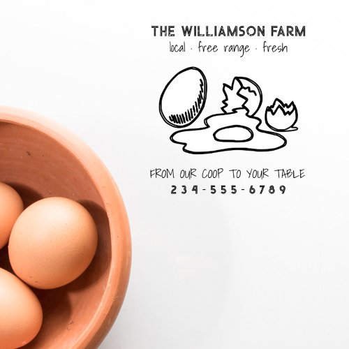 Rustic Fresh Eggs Family Farm Modern Egg Carton  Rubber Stamp