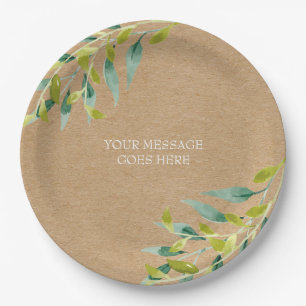 Rustic Fresh Meadow Leaves Paper Plates
