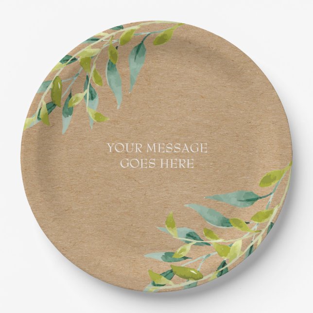 Rustic Fresh Meadow Leaves Paper Plates (Front)