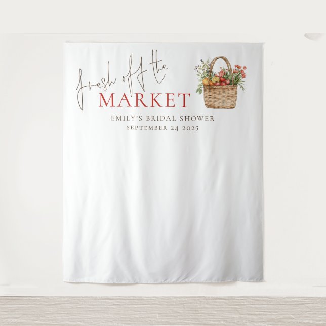 Rustic Fresh off the Market Bridal Shower Backdrop (Front)