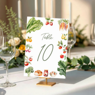 Rustic Fresh Off the Market Bridal Shower Table Number
