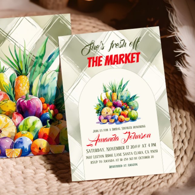 Rustic Fresh Off the Market Farm Bridal Shower Invitation (Creator Uploaded)