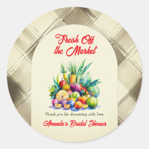 Rustic Fresh Off the Market Fruit Bridal Shower Classic Round Sticker