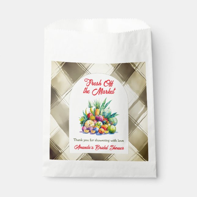 Rustic Fresh Off the Market Fruit Bridal Shower Favor Bag (Front)
