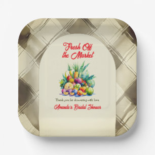 Rustic Fresh Off the Market Fruit Bridal Shower Paper Plates