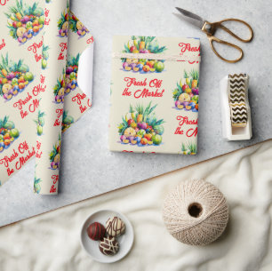 Rustic Fresh Off the Market Fruit Bridal Shower Wrapping Paper