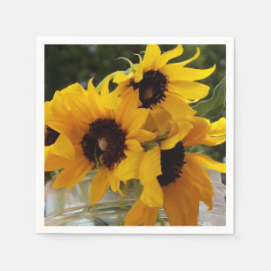 Rustic Fresh Yellow Sunflowers in a Mason Jar Napkins
