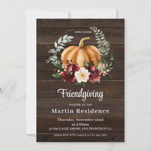 Rustic Friendgiving Thanksgiving Dinner Invitation