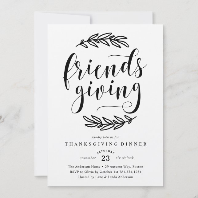 Rustic Friends Giving Dinner Invitation (Front)