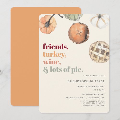 Rustic Friendsgiving Dinner Feast Party Invitation