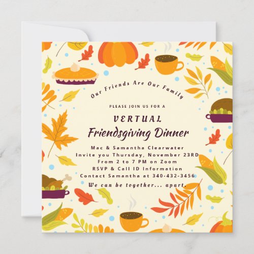 Rustic Friendsgiving Feast Virtual Dinner Party Invitation