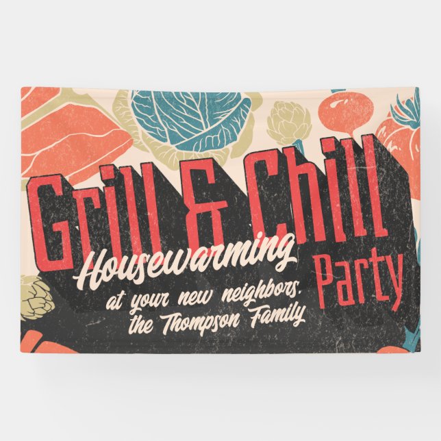 Rustic Friendsgiving Housewarming BBQ Thanksgiving Banner (Horizontal)