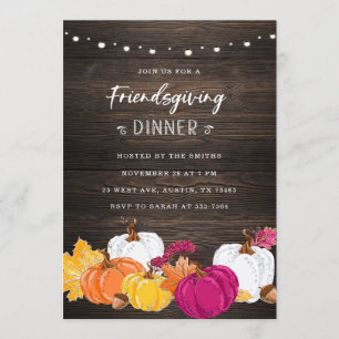 Rustic Friendsgiving Invitation with Pumpkins