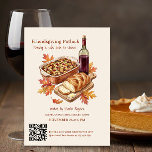 Rustic Friendsgiving Potluck Party Invitation