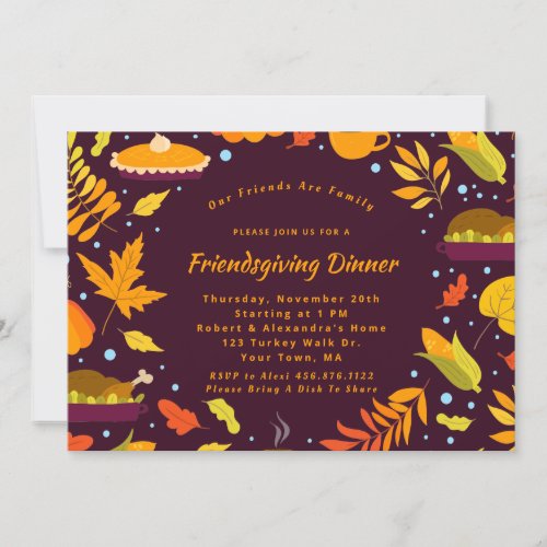 Rustic Friendsgiving Thanksgiving Dinner Invitation