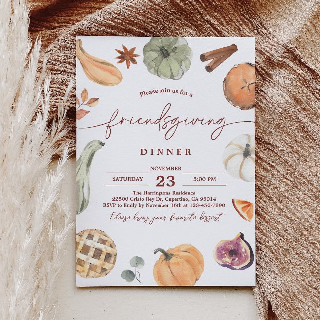 Rustic Friendsgiving Thanksgiving Dinner Invite (Creator Uploaded)