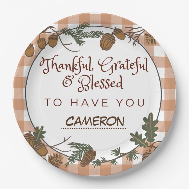 Rustic Friendsgiving Thanksgiving Holiday Party Paper Plates (Front)