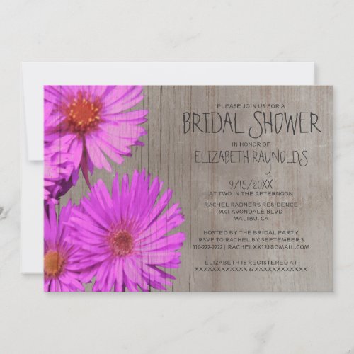 Rustic Frikart's Aster Bridal Shower Invitations