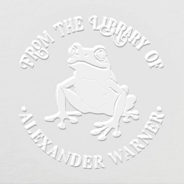 Rustic Frog #1 Amphibian Round Library Book Name Embosser (Design)