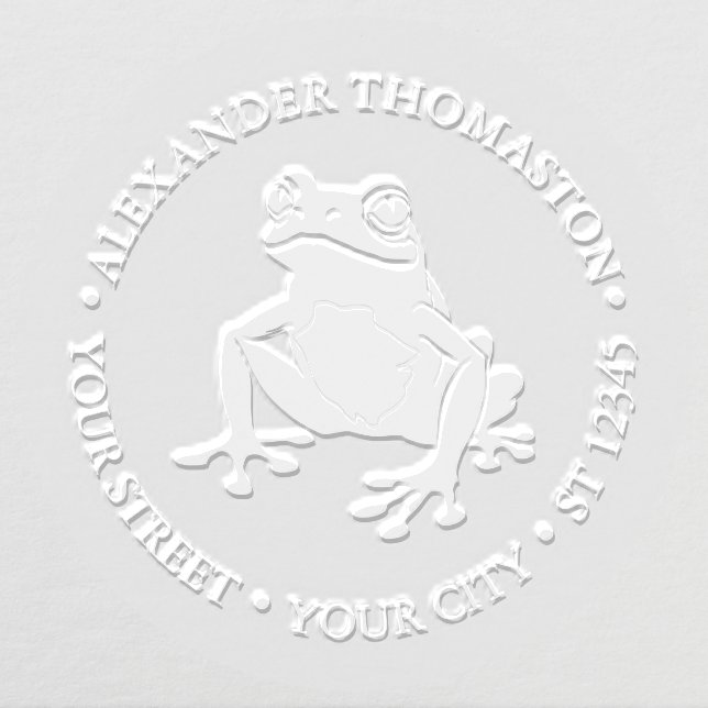 Rustic Frog #1 Amphibian Round Name Address Embosser (Design)