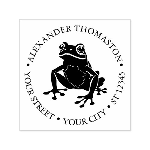 Rustic Frog 1 Amphibian Round Name Address Self_inking Stamp