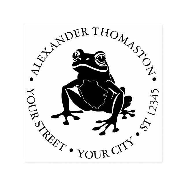 Rustic Frog Amphibian Round Name Address Self-inking Stamp (Design)
