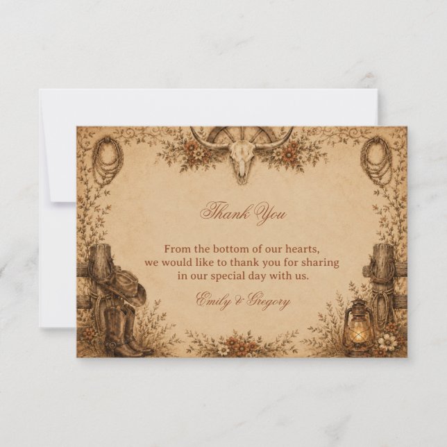 Rustic Frontier Gratitude Thank You Card (Front)