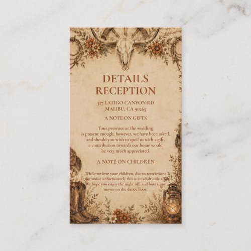 Rustic Frontier Informational Enclosure Card