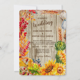 Rustic Fruit and Flower Harvest Wedding Invitation