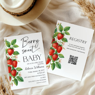 Rustic Fruit Strawberry Berry Sweet Baby Shower Invitation