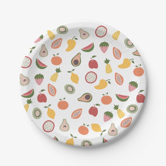 Rustic Fruits Pattern Paper Plates (Front)