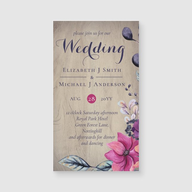 Rustic Fuchsia Floral Woodland Wedding (Front)